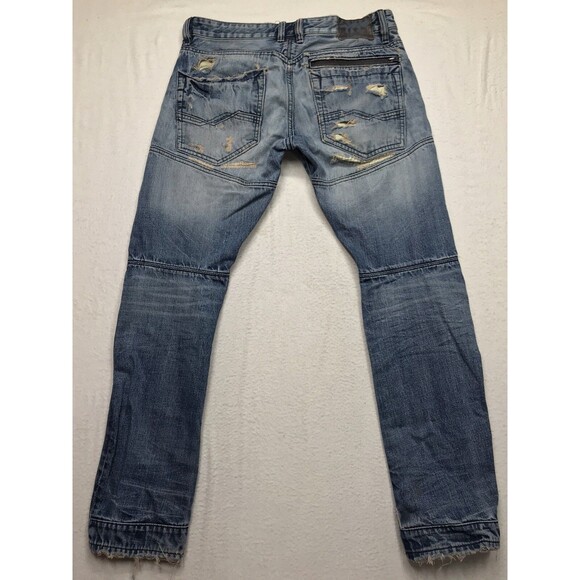 RIVET DE CRU Jayden Jean Men 34x32 Destroyed Distressed Rip Repair Denim Blue - Picture 2 of 16